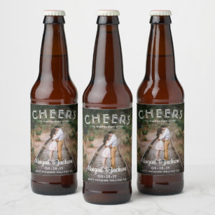 Cheers to Happily Ever After Photo Wedding Favour Beer Bottle Label