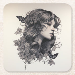 Cheers to Happily Ever After Photo Wedding Favour  Square Paper Coaster