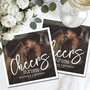 Cheers To Happily Ever After Photo Wedding Napkin