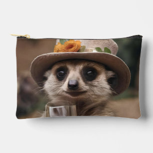 "Cheers to Life: Gran Meerkat Enjoys Glass Of Wine Accessory Pouch