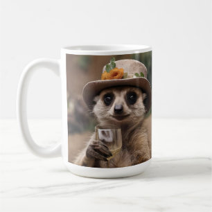"Cheers to Life: Gran Meerkat Enjoys Glass Of Wine Coffee Mug