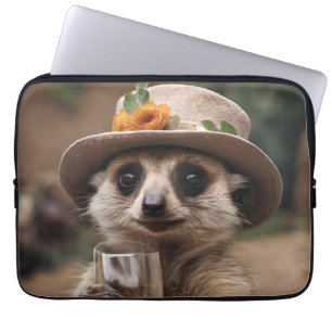 "Cheers to Life: Gran Meerkat Enjoys Glass Of Wine Laptop Sleeve