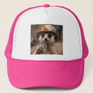 "Cheers to Life: Gran Meerkat Enjoys Glass Of Wine Trucker Hat