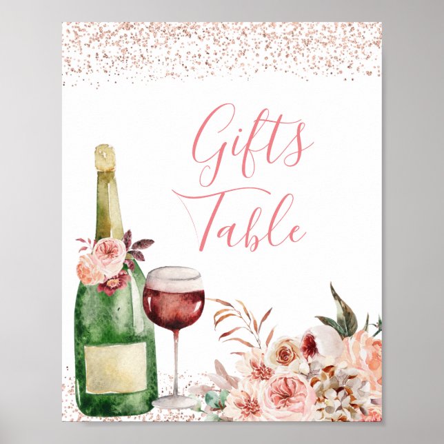 Cheers to Love Blush Pink Bridal Shower Gift Table Poster (Front)