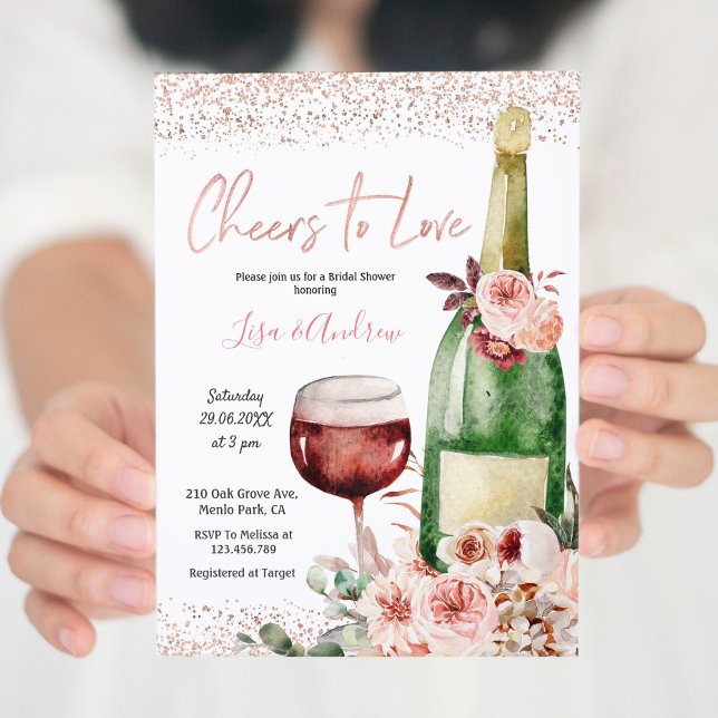 Cheers to Love Blush Pink Bridal Shower Invitation (Creator Uploaded)