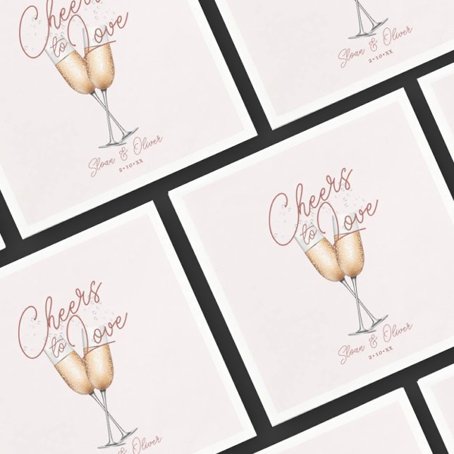 Cheers to Love Blush Pink Bridal Shower Paper Napkin (Creator Uploaded)
