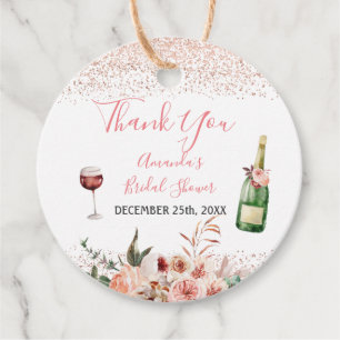Cheers to Love Blush Pink Bridal Shower Thank You Favour Tags