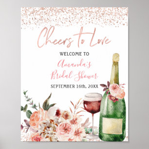 Cheers to Love Blush Pink Bridal Shower Welcome Poster