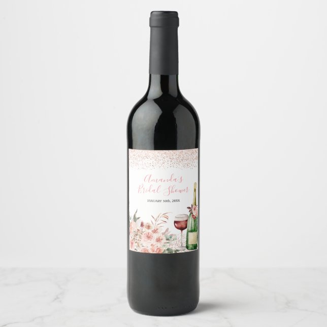Cheers to Love Blush Pink Bridal Shower Wine Label (Front)