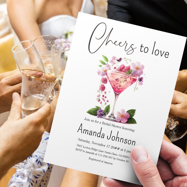 Cheers to Love Blush Pink Floral Bridal Shower Invitation (Creator Uploaded)