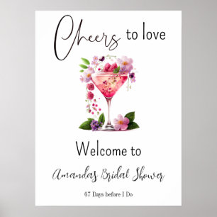 Cheers to Love Blush Pink Floral Bridal Shower Poster