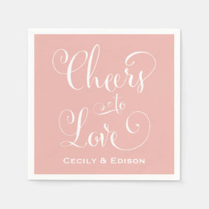Cheers to Love Blush Pink Wedding Monogram Napkin