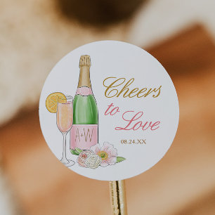 Cheers To Love Bridal Brunch and Bubbly Favour Classic Round Sticker