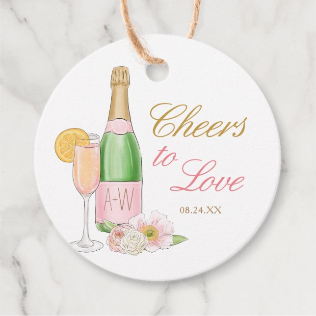 Cheers To Love Bridal Brunch and Bubbly Favour  Tags (Front)