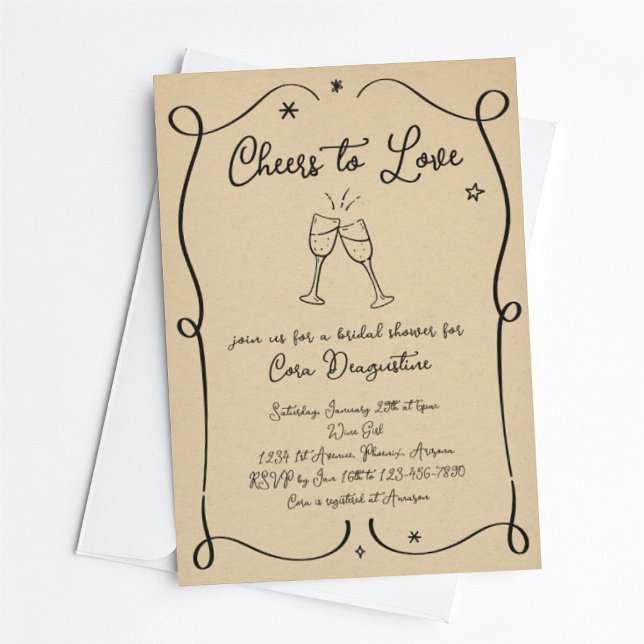 Cheers to Love Bridal Shower Engagement Invitation (Creator Uploaded)