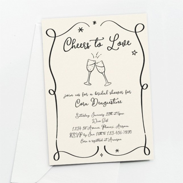 Cheers to Love Bridal Shower Engagement Invitation (Creator Uploaded)