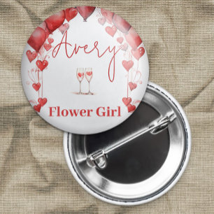 Cheers to Love Bridal Shower Flower Girl 7.5 Cm Round Badge