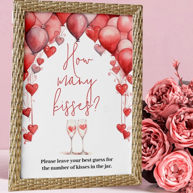 Cheers to Love Bridal Shower How Many Kisses Game Poster (Creator Uploaded)