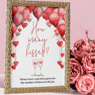 Cheers to Love Bridal Shower How Many Kisses Game Poster