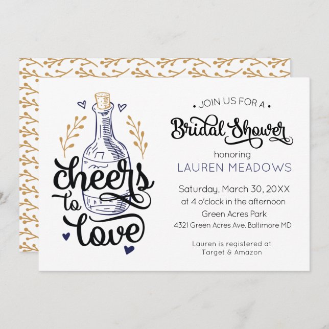 Cheers to Love Bridal Shower Invitation (Front/Back)