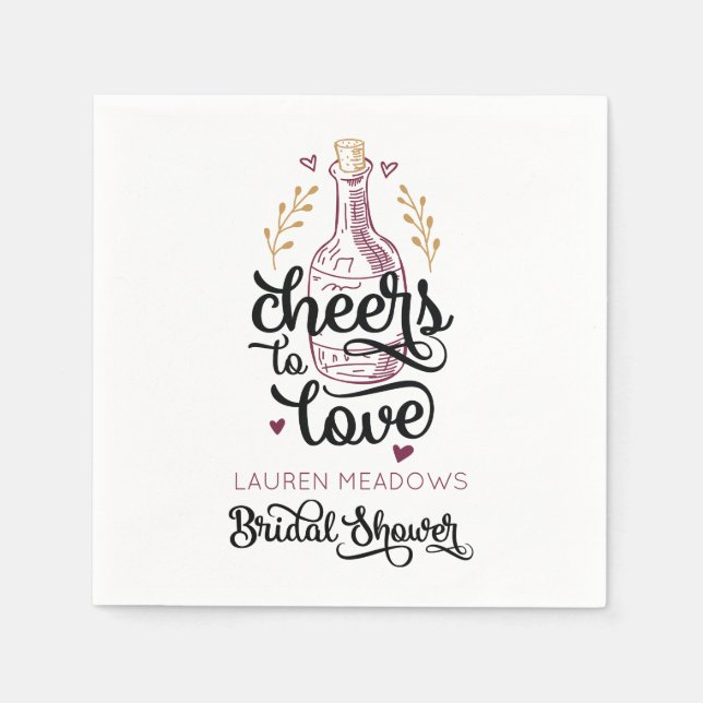Cheers to Love Bridal Shower Napkins (Front)