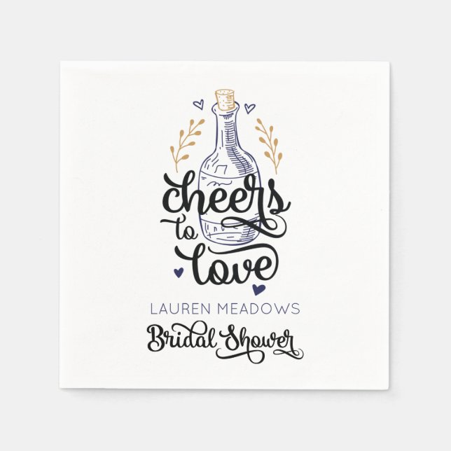 Cheers to Love Bridal Shower Napkins (Front)