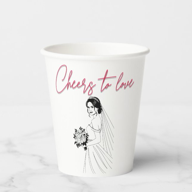 Cheers to Love Bridal Shower Paper Cup (Front)