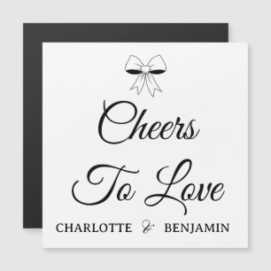 Cheers To Love Burgundy Ivory Wedding Magnet Card