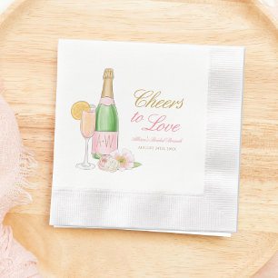 Cheers To Love Champagne Floral Bridal Brunch Napkin