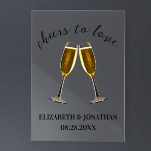 Cheers To Love Champagne Glasses Acrylic Sign