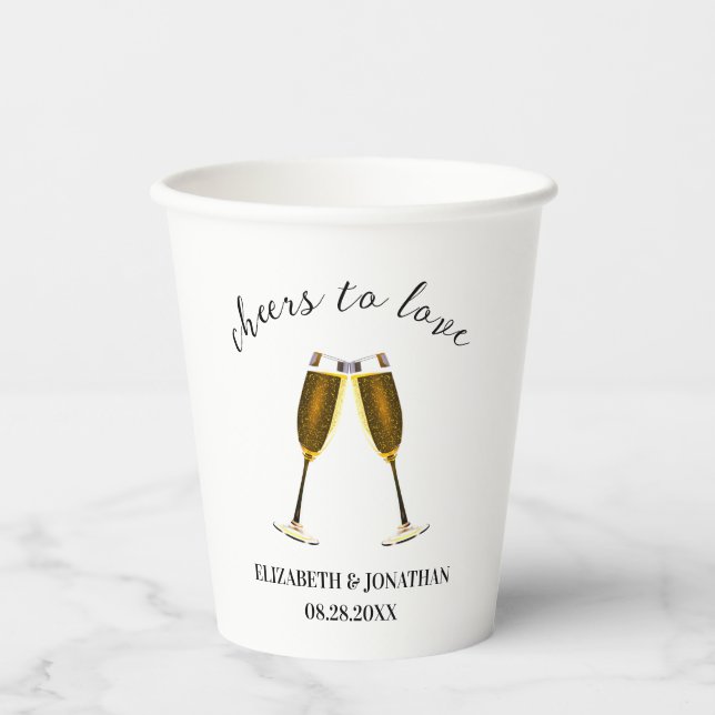Cheers To Love Champagne Glasses Paper Cups (Front)