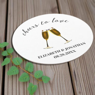 Cheers To Love Champagne Glasses Round Paper Coaster