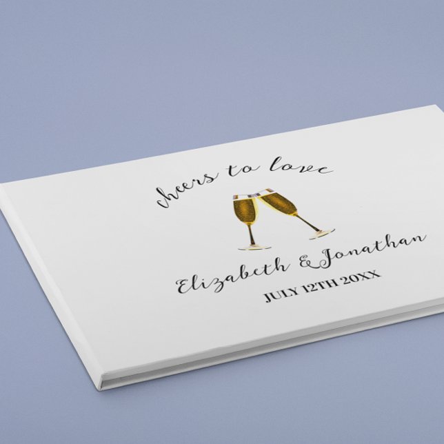 Cheers To Love Champagne Glasses Wedding Reception Guest Book (Creator Uploaded)
