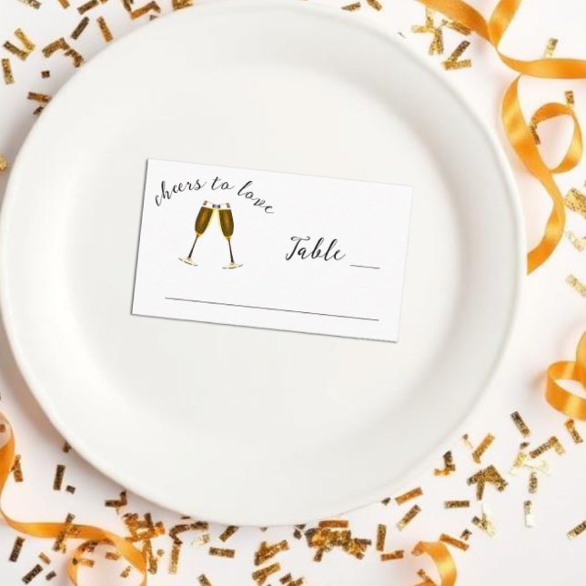 Cheers To Love Champagne Glasses Wedding Reception Place Card (Creator Uploaded)