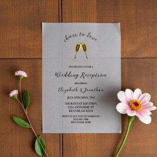 Cheers To Love Champagne Glasses Wedding Reception Vellum Invitations