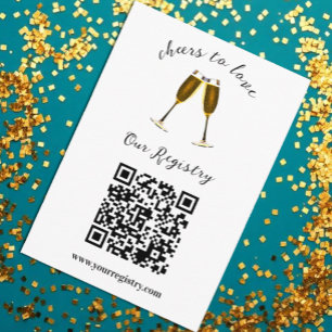 Cheers To Love Champagne Glasses Wedding Registry Enclosure Card