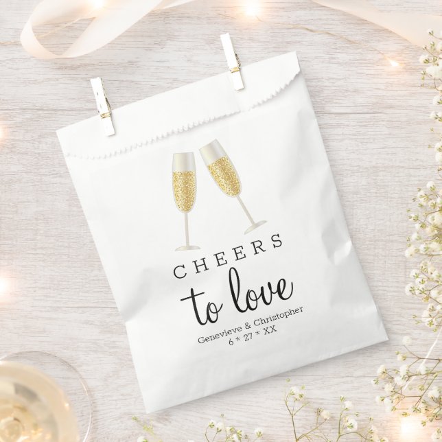 Cheers to Love Champagne Toast Wedding Favour Bag (Clipped)