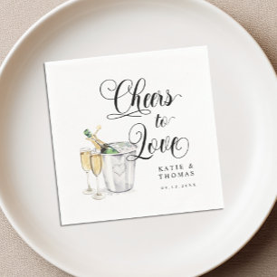 Cheers to Love Champagne Wedding Cocktail Napkins