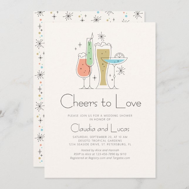 Cheers to Love Couples Wedding Shower Invitation (Front/Back)
