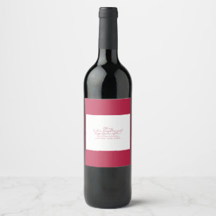 Cheers to Love Elegant Viva Magenta Script Wedding Wine Label