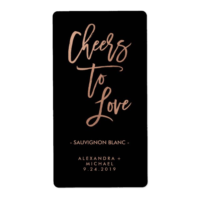 Cheers to Love | Faux Rose Gold Wedding Wine (Front)
