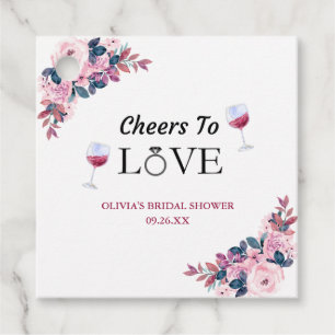 Cheers to Love Floral Wine Tasting Bridal Shower  Favour Tags