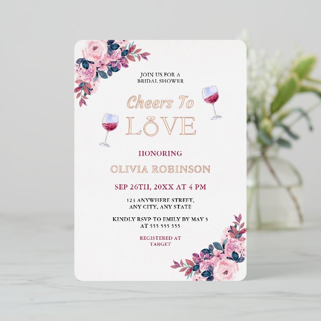 Cheers to Love Floral Wine Theme Bridal Shower (Standing Front)