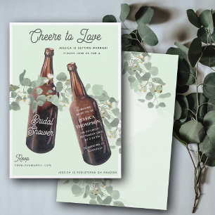 Cheers to Love Greenery Beer Bridal Shower Invitation