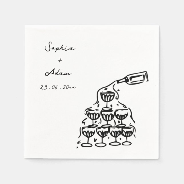 Cheers to love Hand Drawn Wedding Napkin (Front)