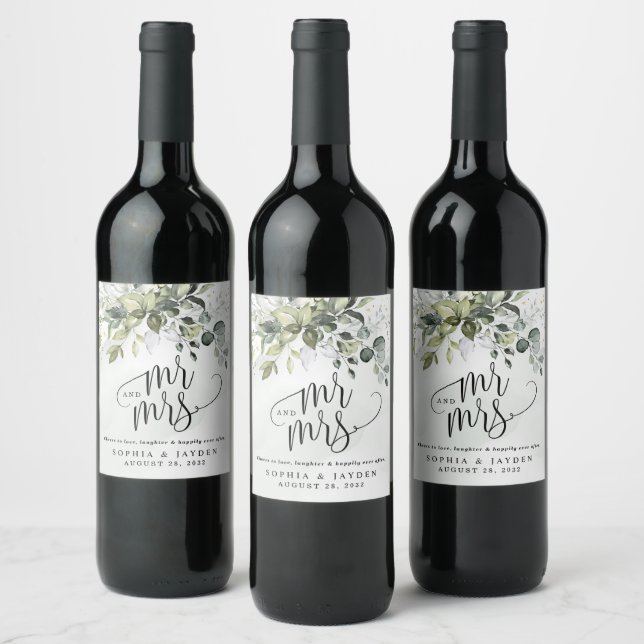 Cheers to Love Laughter Happily Ever After Wedding Wine Label (Bottles)