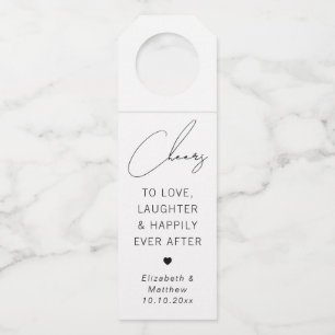 Cheers To Love Laughter Minimalist Wedding Favou Bottle Tag