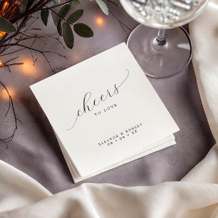 Cheers to Love Minimalist Calligraphy Wedding Napkin