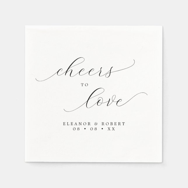 Cheers to Love Minimalist Script Wedding Napkin (Front)