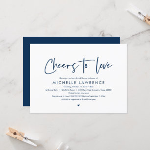 Cheers to love, Modern Casual Bridal Shower Invita Invitation